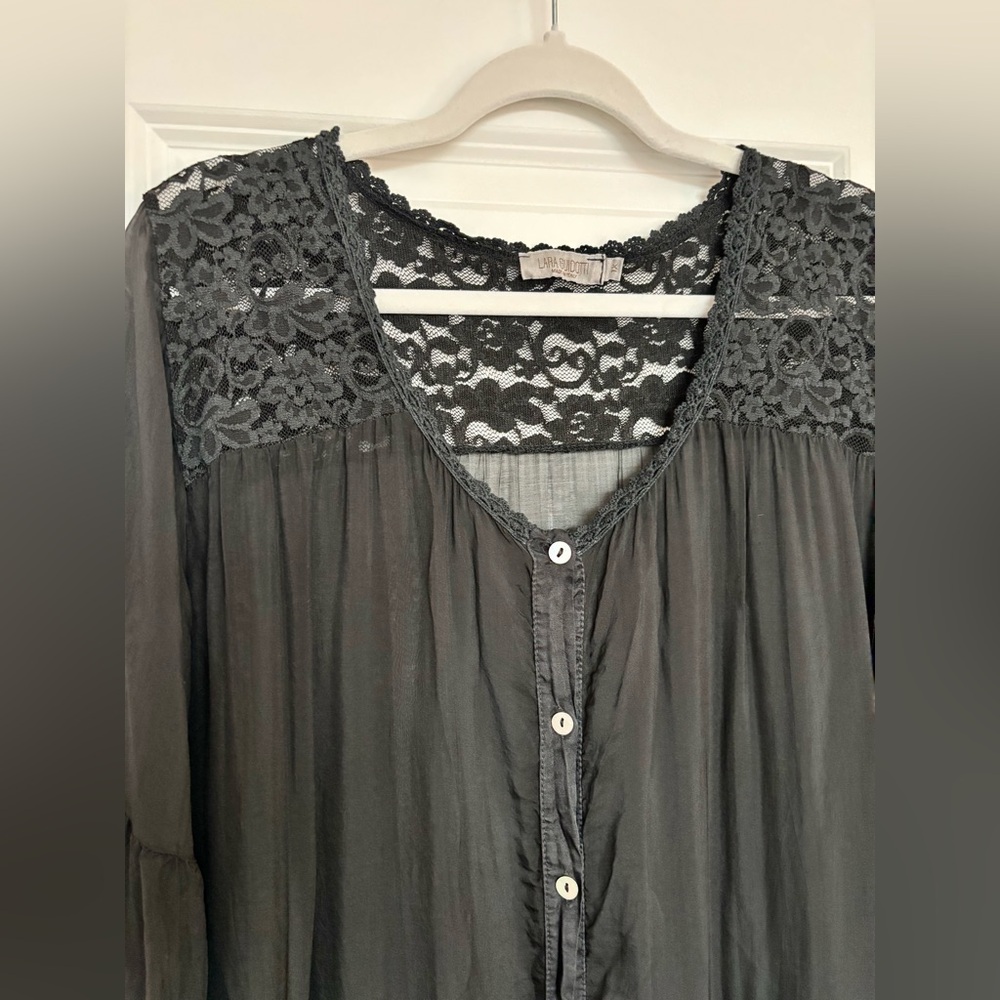 ‼️ SOLD 🛍️ 100% Silk LARA GUIDOTTI Elegant Black Lace Dress Made in Italy - Picture 9 of 14